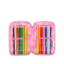 ASTUCCIO 3 ZIP tre cerniere ROSA seven DIAMONDS triplo scomparto SCUOLA completo STRASS