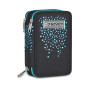 ASTUCCIO 3 ZIP tre cerniere NERO seven DIAMONDS triplo scomparto SCUOLA completo STRASS