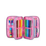 ASTUCCIO 3 ZIP tre cerniere LILLA seven DIAMONDS triplo scomparto SCUOLA completo STRASS
