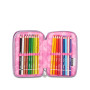 ASTUCCIO 3 ZIP tre cerniere LILLA seven DIAMONDS triplo scomparto SCUOLA completo STRASS