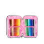 ASTUCCIO 3 ZIP tre cerniere CELESTE POLVERE seven DIAMONDS triplo scomparto SCUOLA completo STRASS
