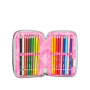 ASTUCCIO 3 ZIP tre cerniere CELESTE POLVERE seven DIAMONDS triplo scomparto SCUOLA completo STRASS