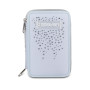 ASTUCCIO 3 ZIP tre cerniere CELESTE POLVERE seven DIAMONDS triplo scomparto SCUOLA completo STRASS