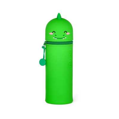KAWAII 2 in 1 ASTUCCIO in silicone DINO legami TOMBOLINO portapenne con zip VERDE dinosauro