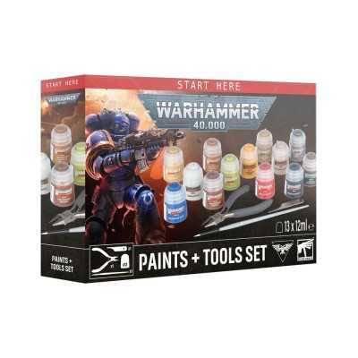 PAINTS + TOOLS set di pittura COLORI + ATTREZZI warhammer 40k IN ITALIANO età 12+