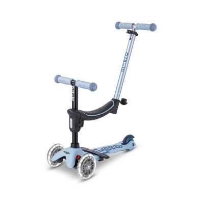 MINI2GROW DELUXE monopattino LED multifunzione MICRO scooter AZZURRO età 1+