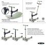 MINI MICRO DELUXE scooter LED multifunzione DONDOLO E MONOPATTINO micro mobility VERDE SALVIA età 1+