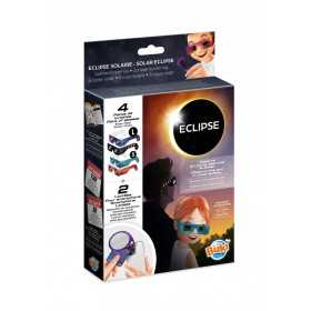 ECLIPSE pack KIT PER ECLISSI set scientifico CON 4 OCCHIALI e due lenti BUKI età 6+