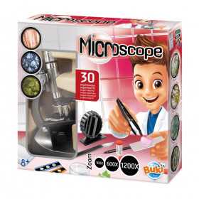 MICROSCOPE microscopio SET DI 30 ESPERIMENTI kit scientifico BUKI zoom fino a 1200X età 8+