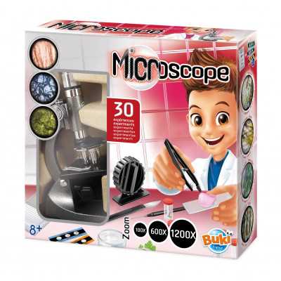 MICROSCOPE microscopio SET DI 30 ESPERIMENTI kit scientifico BUKI zoom fino a 1200X età 8+