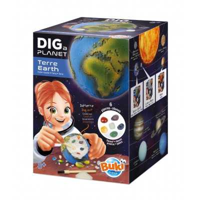 PIANETA TERRA da scavare DIG A PLANET earth BUKI kit scientifico CON 6 PIETRE età 8+