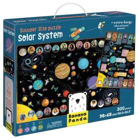 SUUUPER SIZE PUZZLE extra large SOLAR SYSTEM sistema solare BANANA PANDA in cartone 300 PEZZI età 7+