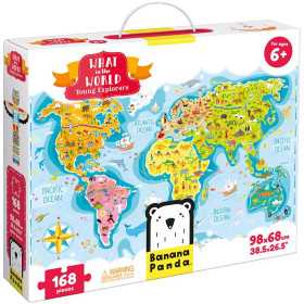 WHAT IN THE WORLD young explorers PUZZLE mappamondo BANANA PANDA in cartone 168 PEZZI età 6+