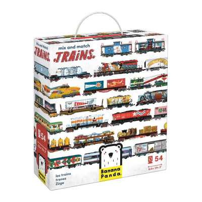 PUZZLE mix and match TRAINS treni BANANA PANDA in cartone 54 PEZZI età 5+