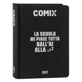 DIARIO datato BLACK AND SILVER da 16 mesi MINI piccolo COMIX agenda 2026 2027 scuola LA SCUOLA