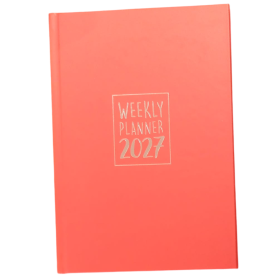 AGENDA 2027 biembi WEEKLY PLANNER cartonata ROSSO settimanale WEEK un giorno tira l'altro
