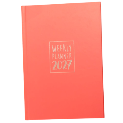 AGENDA 2027 biembi WEEKLY PLANNER cartonata ROSSO settimanale WEEK un giorno tira l'altro