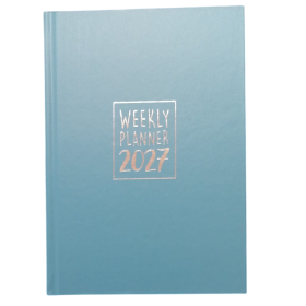AGENDA 2027 biembi WEEKLY PLANNER cartonata BLU settimanale WEEK un giorno tira l'altro