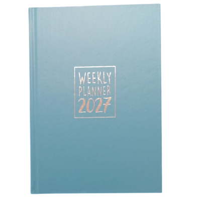 AGENDA 2027 biembi WEEKLY PLANNER cartonata BLU settimanale WEEK un giorno tira l'altro