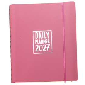 AGENDA 2027 biembi DAILY PLANNER in cuoio ROSSO giornaliera DAY un giorno tira l'altro