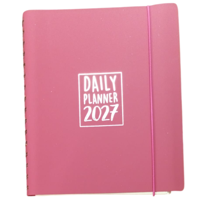 AGENDA 2027 biembi DAILY PLANNER in cuoio ROSSO giornaliera DAY un giorno tira l'altro