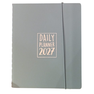 AGENDA 2027 biembi DAILY PLANNER in cuoio GRIGIO giornaliera DAY un giorno tira l'altro