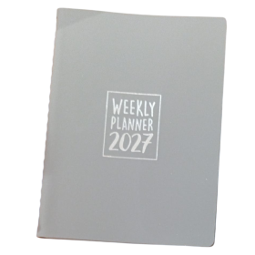 AGENDA 2027 biembi WEEKLY PLANNER in cuoio GRIGIO settimanale WEEK un giorno tira l'altro