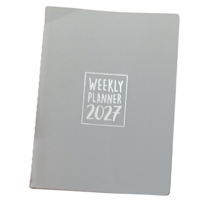 AGENDA 2027 biembi WEEKLY PLANNER in cuoio GRIGIO settimanale WEEK un giorno tira l'altro