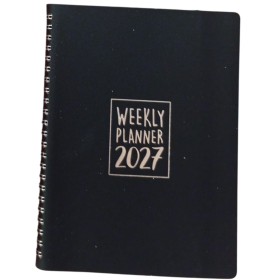 AGENDA 2027 biembi WEEKLY PLANNER in cuoio NERO settimanale WEEK un giorno tira l'altro