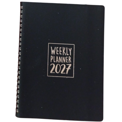 AGENDA 2027 biembi WEEKLY PLANNER in cuoio NERO settimanale WEEK un giorno tira l'altro