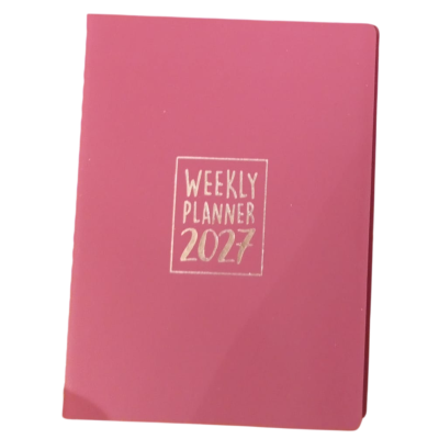 AGENDA 2027 biembi WEEKLY PLANNER in cuoio ROSSO settimanale WEEK un giorno tira l'altro
