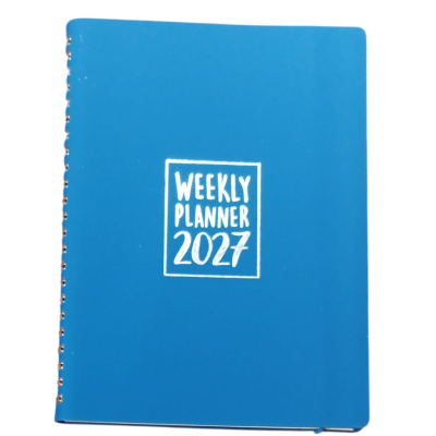 AGENDA 2027 biembi WEEKLY PLANNER in cuoio BLU settimanale WEEK un giorno tira l'altro