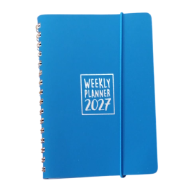 AGENDA 2027 biembi WEEKLY PLANNER in cuoio BLU settimanale WEEK un giorno tira l'altro 9X14CM