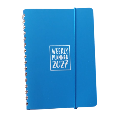 AGENDA 2027 biembi WEEKLY PLANNER in cuoio BLU settimanale WEEK un giorno tira l'altro 9X14CM