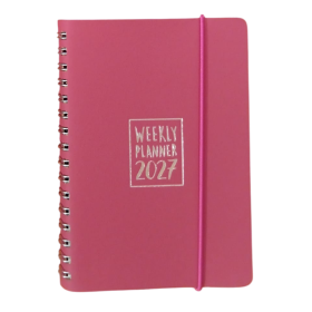 AGENDA 2027 biembi WEEKLY PLANNER in cuoio ROSSO settimanale WEEK un giorno tira l'altro 9X14CM