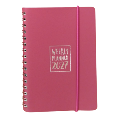 AGENDA 2027 biembi WEEKLY PLANNER in cuoio ROSSO settimanale WEEK un giorno tira l'altro 9X14CM