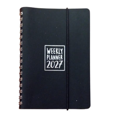 AGENDA 2027 biembi WEEKLY PLANNER in cuoio NERO settimanale WEEK un giorno tira l'altro 9X14CM