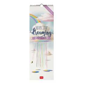CALENDARIO 2027 da parete NEVER STOP DREAMING legami VERTICALE cm16x49