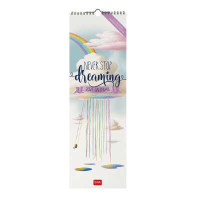 CALENDARIO 2027 da parete NEVER STOP DREAMING legami VERTICALE cm16x49