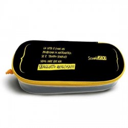 ASTUCCIO ScuolaZoo OVALE Scuola Zoo PORTA PENNE con zip NERO GIALLO TRASPARENTE Gut