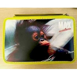 ASTUCCIO 3 zip MAX NATURE super accessoriato GIALLO Seven SCUOLA 3 scomparti SCIMMIA orango SCIMPANZE