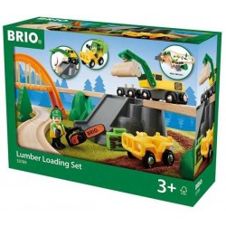 CARICO LEGNAME lumber loading set BRIO world TAGLIO LEGNA ferrovia TRENO trenino 33789 SEGHERIA età 3+