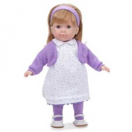 BAMBOLA con vestito a FIORI VIOLA Carla BEBE' 36 cm BERENGUER Boutique DOLL bambolotto MADE IN SPAIN età 3+