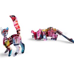 CATS TOTEM costruzioni STUDIO ROOF cartone riciclato 2 GATTI in due posizioni 6+