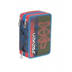 ASTUCCIO 3 ZIP attrezzato BITMAP accessoriato 2017 Seven VERDE materiale per la scuola 7.1 INNOVATION LAB