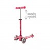MONOPATTINO Mini Micro DELUXE mono pattino ROSA originale 3 RUOTE TRASPARENTI età 2+