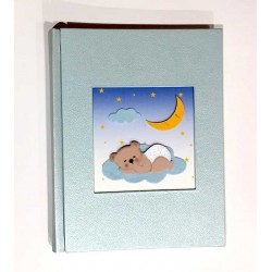 ALBUM NASCITA Laborathorio 23 x 30 CM fatto a mano IN ITALIA hand made ORSETTO bebè AZZURRO bimbo