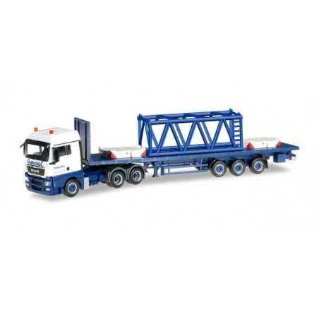 MAN TGX XLX SEMITRAILER GIRDER MAST 6M WASEL KRANE Herpa 304696 Auto Trucks Camion scala 1:87 model