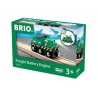LOCOMOTIVA TRENO MERCI trenino BRIO WORLD treni in legno 33214 a batteria FREIGHT BATTERY ENGINE età 3+