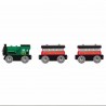TRENO PASSEGGERI D'EPOCA in legno HAPE trenino E3719 magnetico 2 VAGONI E LOCOMOTIVA età 3+